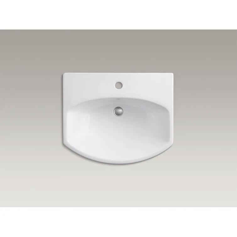 Cimarron® 26.81" Vitreous China U-Shape Pedestal Bathroom Sink with Overflow