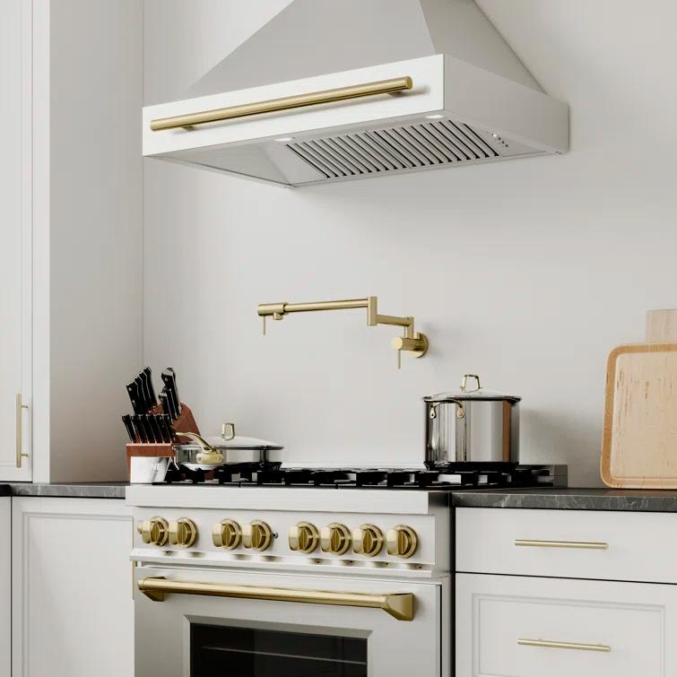 ZLINE ZLINE Autograph Edition 36 in. Stainless Steel Range Hood W/ Stainless Steel Shell & Champagne Bronze Handle 8654STZ-36-MB