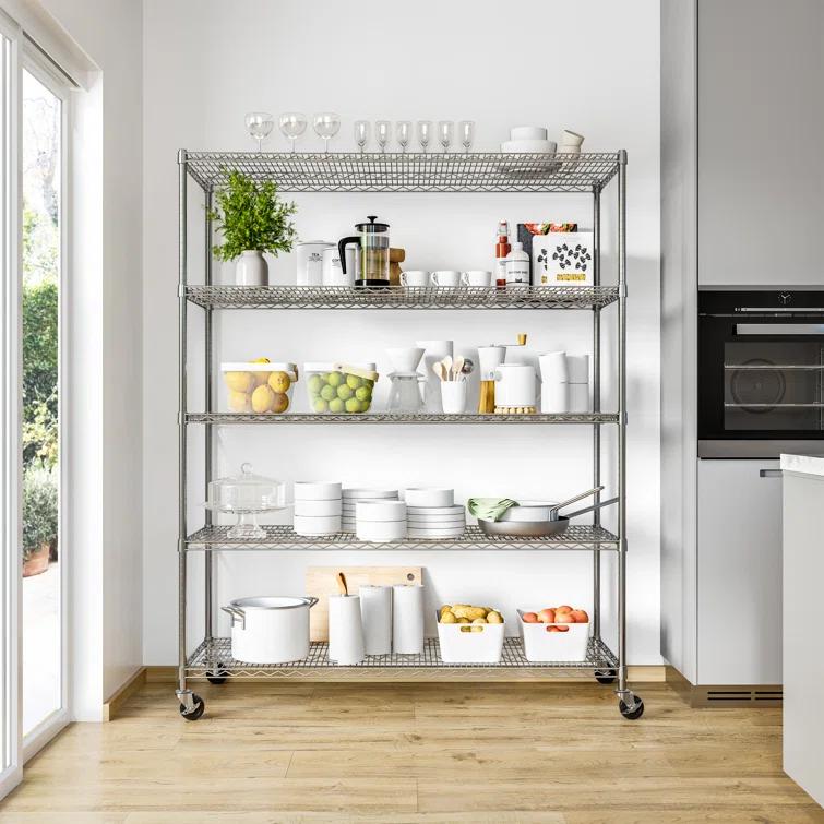 UltraDurable 24" D 5-Tier NSF-Certified Steel Shelving with Wheels