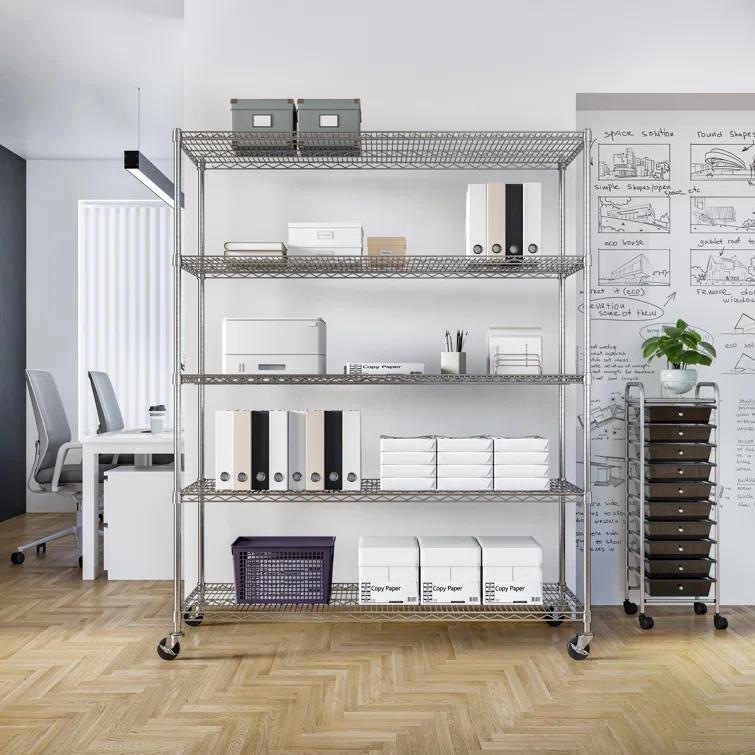 UltraDurable 24" D 5-Tier NSF-Certified Steel Shelving with Wheels