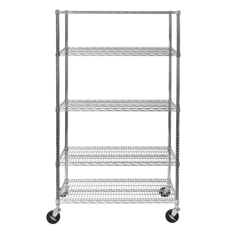 UltraDurable 24" D 5-Tier NSF-Certified Steel Shelving with Wheels
