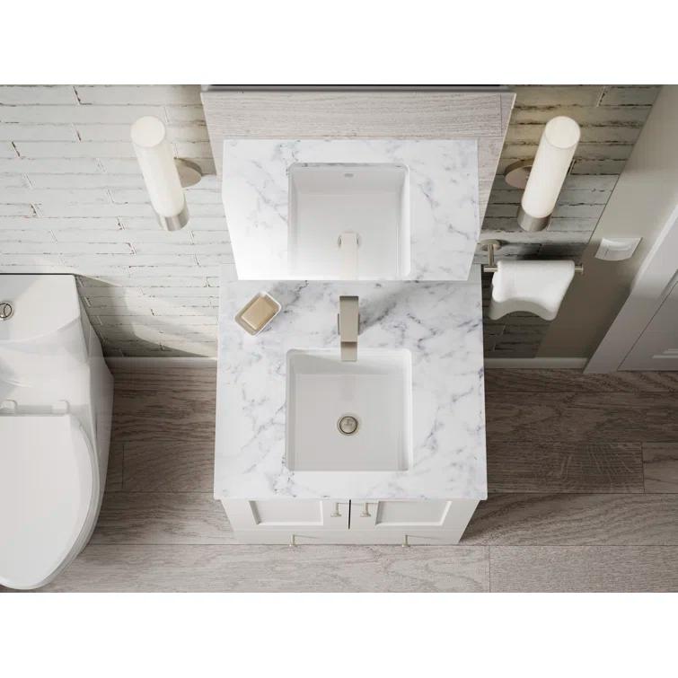 Verticyl Vitreous China Square Undermount Bathroom Sink with Overflow
