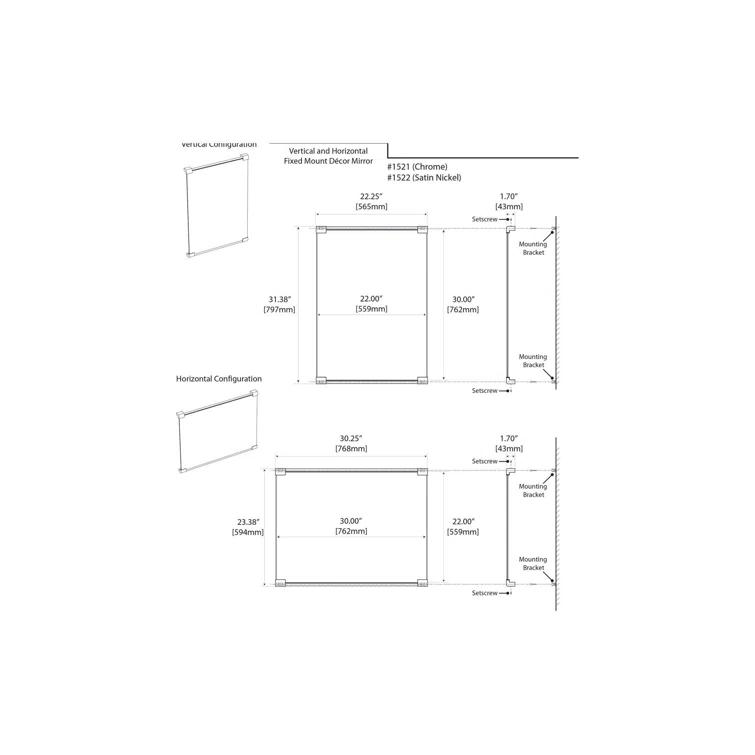 Wall Mount Décor Mirror | Rectangle Bathroom Vanity Mirror, Mount Landscape or Portrait