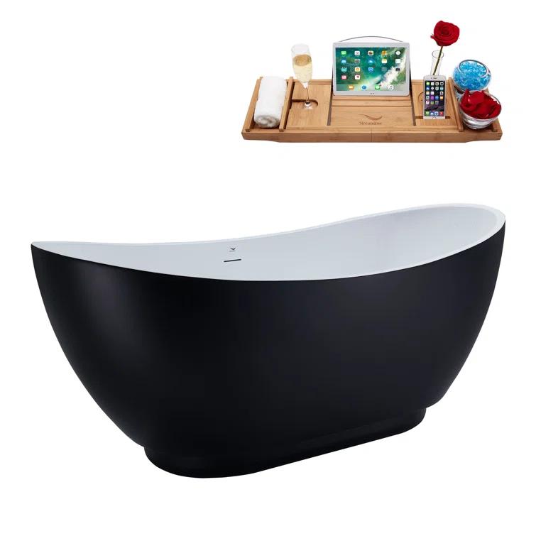 62.2'' x 28.3'' Freestanding Soaking Acrylic Bathtub