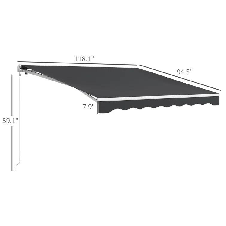 Outsunny 59'' Polyester Cream Cover Motorized Retractable Patio Awning