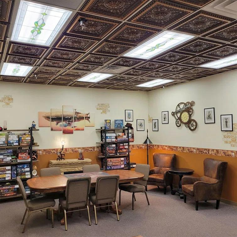 Marseille 24'' W Textured PVC Drop-In Ceiling Tile In Antique Gold