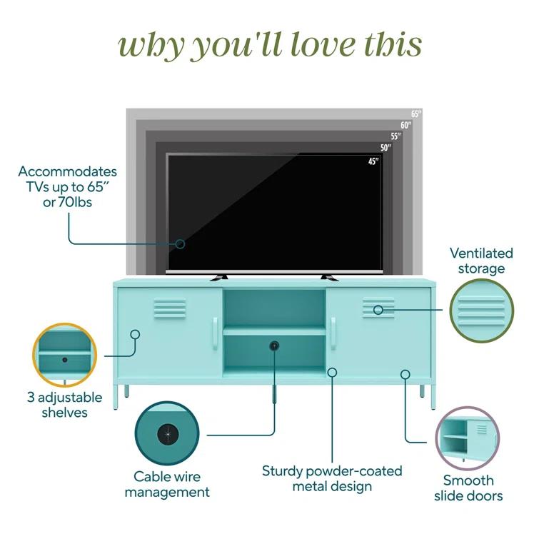 Cache Metal Locker-Style TV Stand for TVs up to 65"