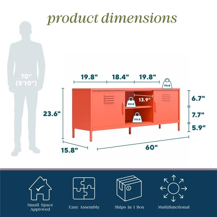 Cache Metal Locker-Style TV Stand for TVs up to 65"