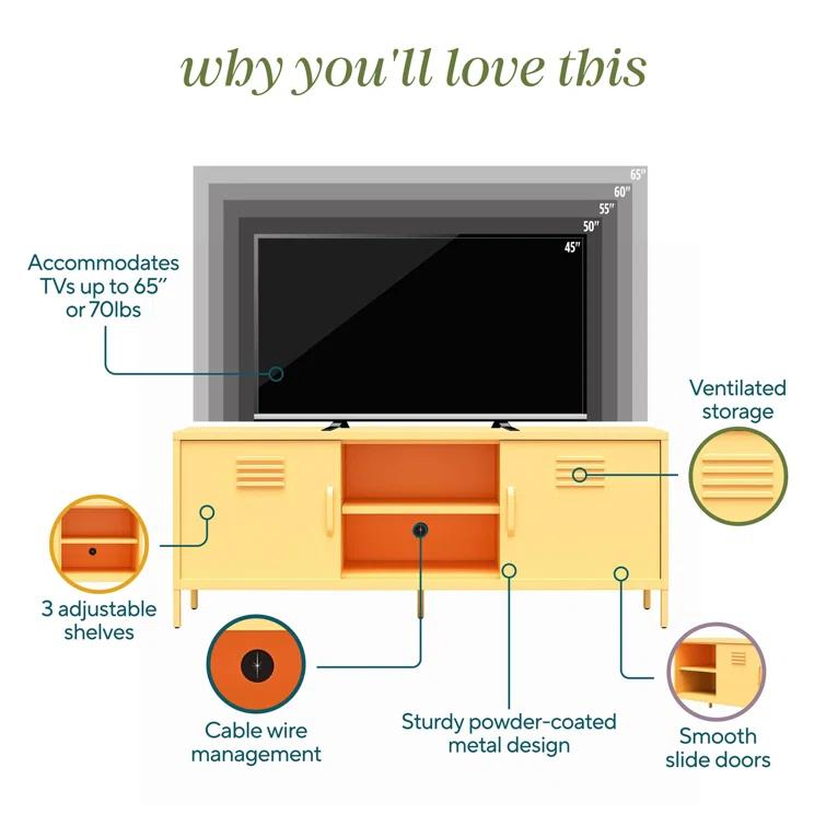 Cache Metal Locker-Style TV Stand for TVs up to 65"