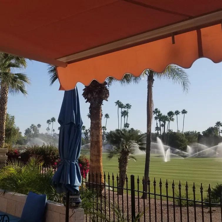 ALEKO Motorized Retractable Outdoor Awning with White Frame