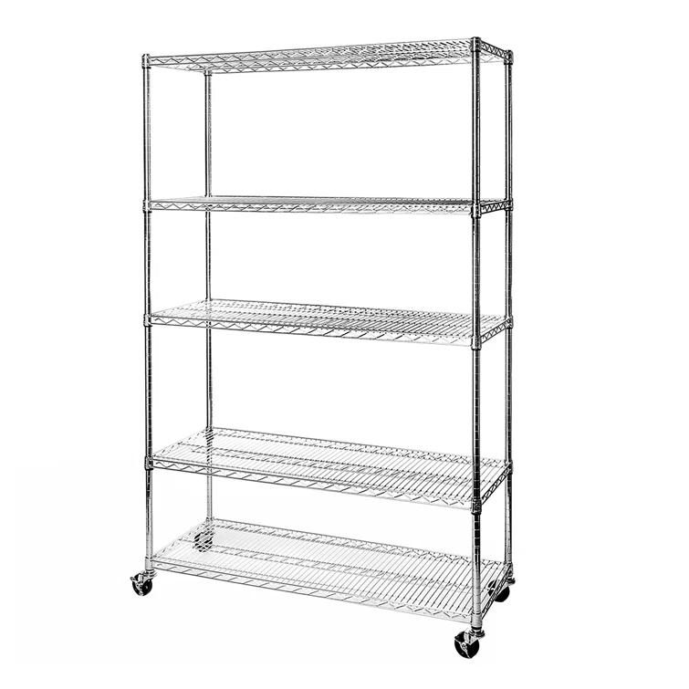 UltraDurable 48'' W x 18" D 5-Tier NSF-Certified Steel Shelving with Wheels