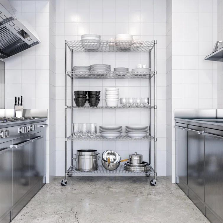 UltraDurable 24" D 5-Tier NSF-Certified Steel Shelving with Wheels