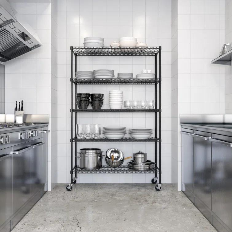 UltraDurable 48'' W x 18" D 5-Tier NSF-Certified Steel Shelving with Wheels