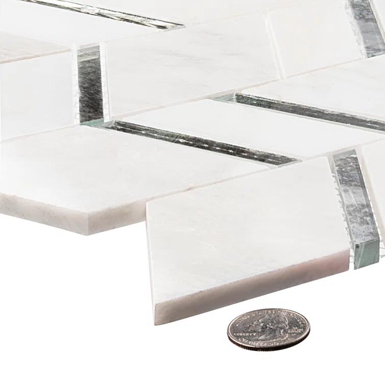 Casia Polished Marble/Porcelain/ Mirrored Glass Chevron Mosaic Kitchen and Bathroom Wall Tile