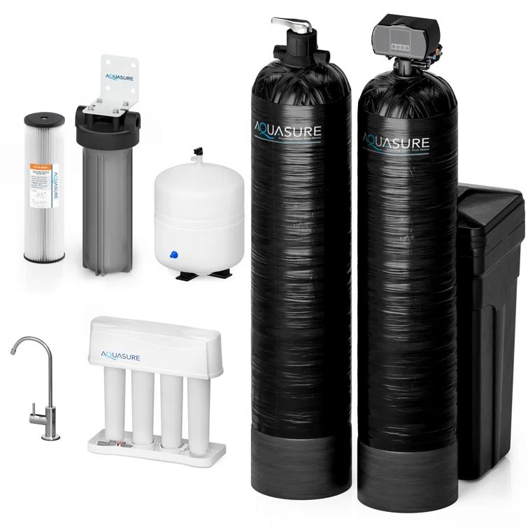 Aquasure Signature Elite 70,000 Grains Whole House Water Treatment System With 75 GPD RO Reverse Osmosis Filtration For 4-6 Bathrooms (AS-SE2000HL)