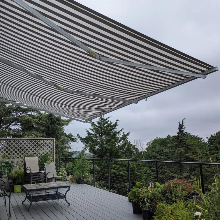 ALEKO Motorized Retractable Outdoor Awning with White Frame