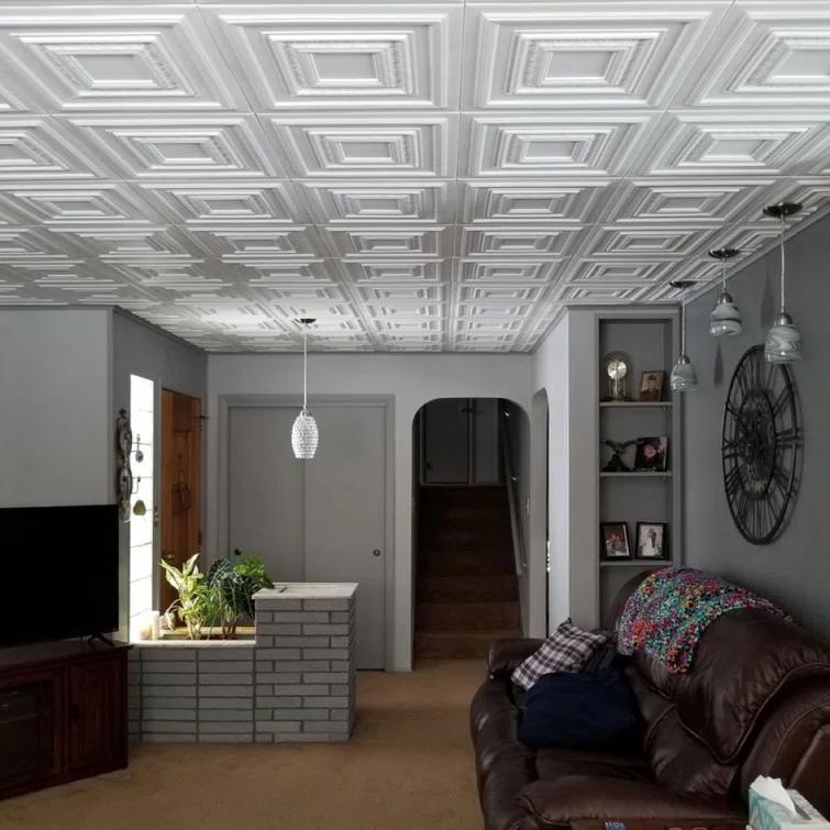 Chestnut Grove 1.6 ft. x 1.6 ft. Polystyrene Glue-up Ceiling Tile (Set of 96)