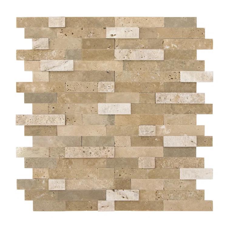3D 11" x 12" Natural Stone Peel & Stick Mosaic Tile