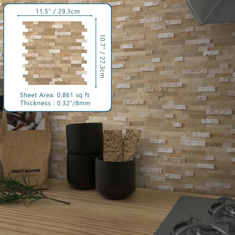 3D 11" x 12" Natural Stone Peel & Stick Mosaic Tile