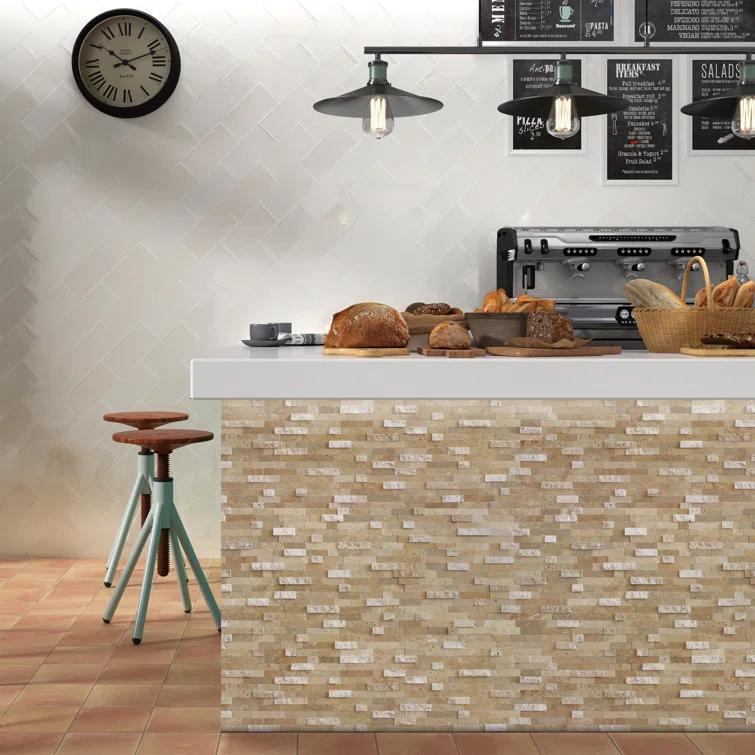 3D 11" x 12" Natural Stone Peel & Stick Mosaic Tile