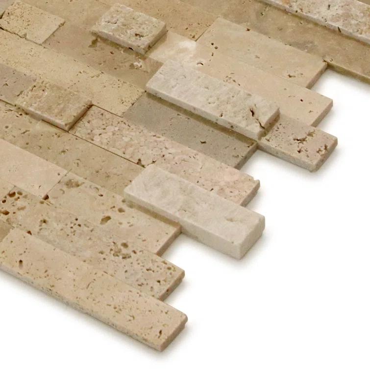 3D 11" x 12" Natural Stone Peel & Stick Mosaic Tile