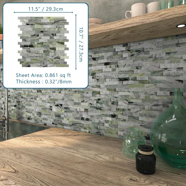 3D 11" x 12" Natural Stone Peel & Stick Mosaic Tile