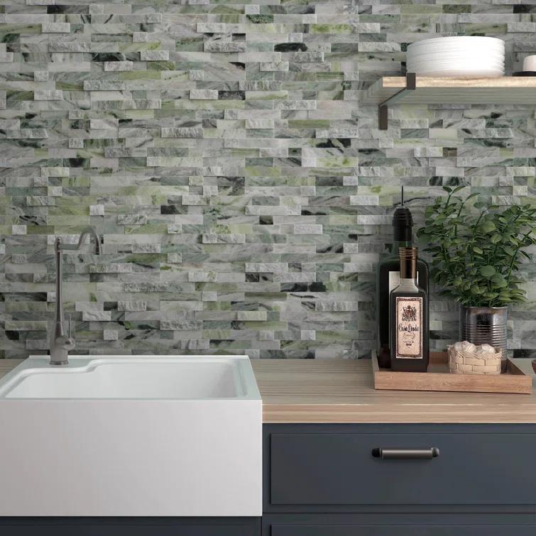 3D 11" x 12" Natural Stone Peel & Stick Mosaic Tile