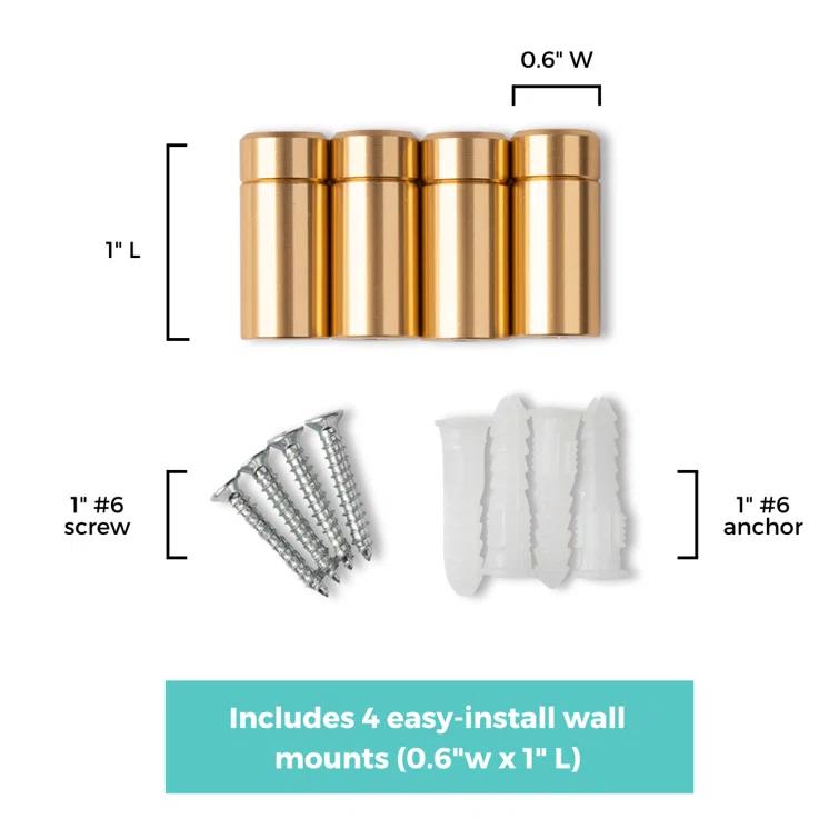 Wexel Art 1-Inch Standard Wall Mounts Grade Acrylic Floating Frames, Silver (Pack Of 4)