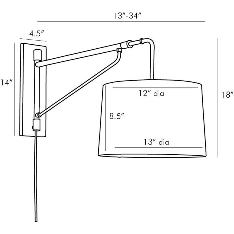 Adjustable Two-Toned Bronze & Black Sconce with White Linen Shade