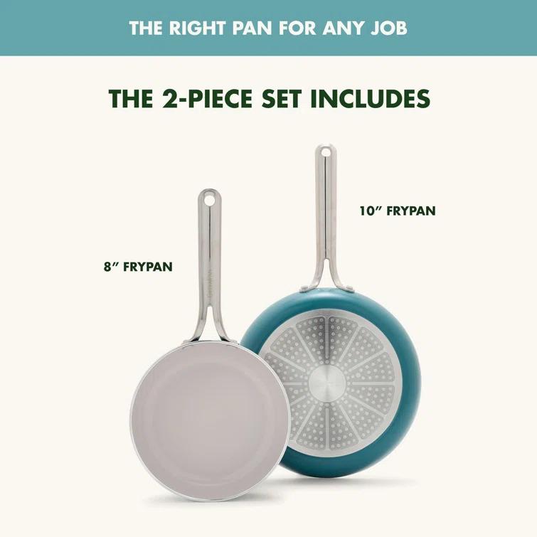 GreenPan GreenPan Nova 8in and 10in 2 Piece Frying Pan Skillet Set, Healthy Ceramic Nonstick, PFAS-Free, Induction Suitable, Dishwasher and Oven Safe