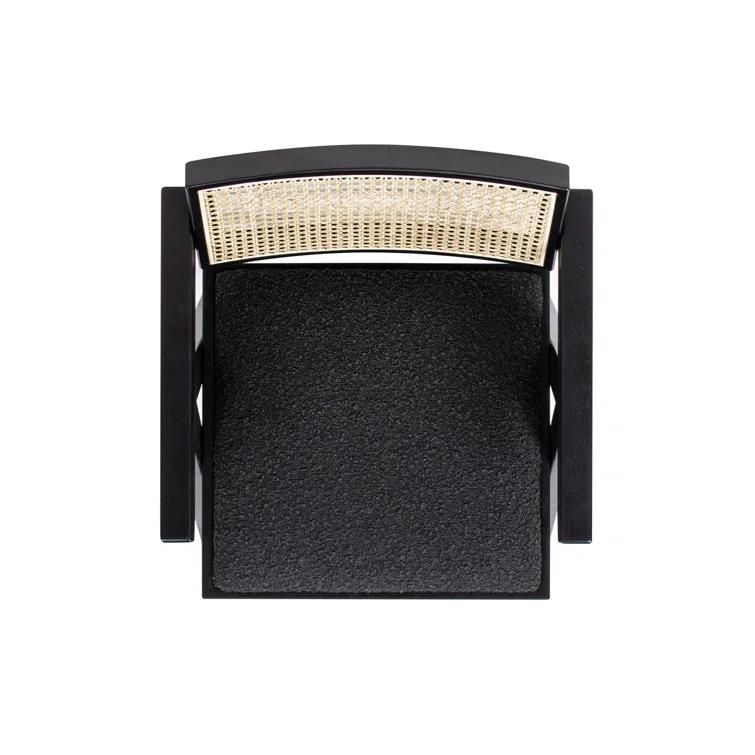 Coulten 25.5" Modern Webbing Back Bar Stool With Arms, Set Of 3, Ebony Black Boucle