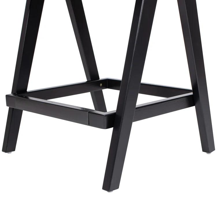 Coulten 25.5" Modern Webbing Back Bar Stool With Arms, Set Of 3, Ebony Black Boucle
