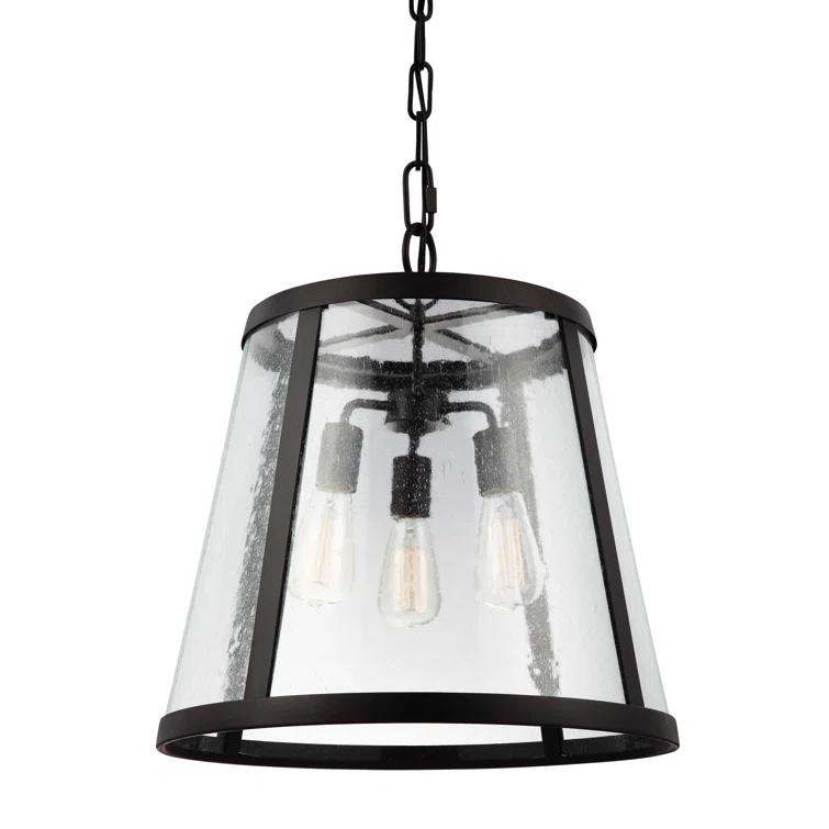 Elegant Harrow 3-Light Oil Rubbed Bronze Pendant with Clear Seeded Glass