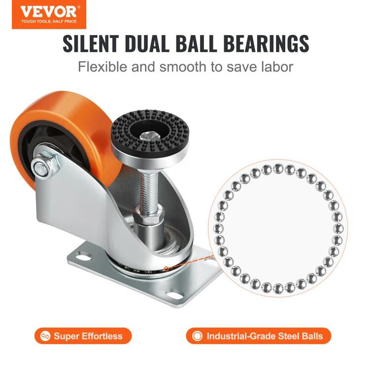 Stellweilan Tessberg Leveling Casters, Set of 4, 2200 lbs Total Load Capacity (Set of 4)