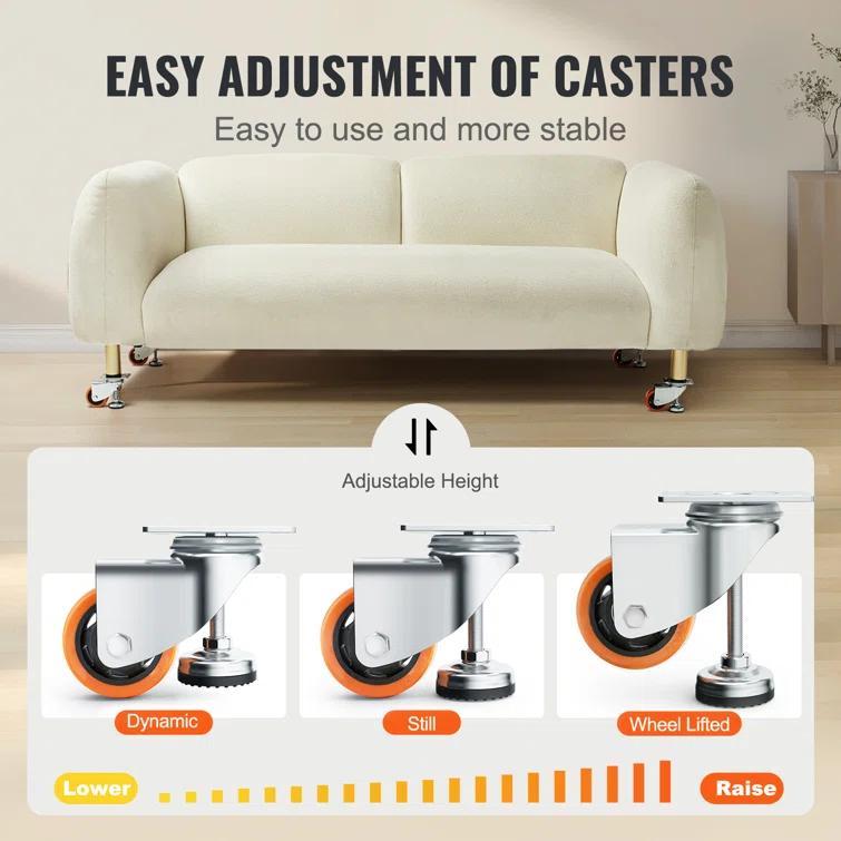Stellweilan Tessberg Leveling Casters, Set of 4, 2200 lbs Total Load Capacity (Set of 4)