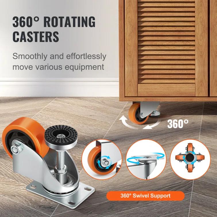Stellweilan Tessberg Leveling Casters, Set of 4, 2200 lbs Total Load Capacity (Set of 4)