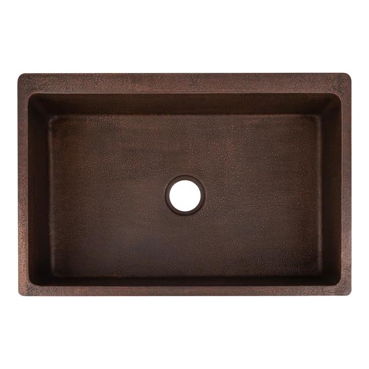 Terra Firma 33'' L Dual - Undermount Or Drop In Single Bowl Copper Kitchen Sink