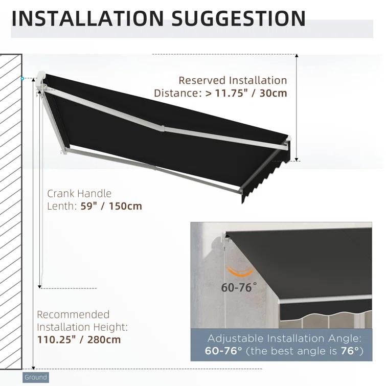 Outsunny 59'' Polyester Cream Cover Motorized Retractable Patio Awning