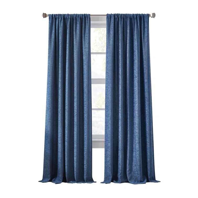 DKNY DKNY Boucle Chenille Room Darkening Curtain Panel Pair Indigo (Set of 2) (Set of 2)