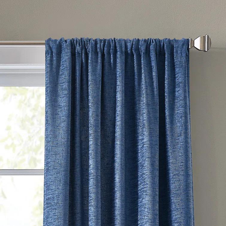 DKNY DKNY Boucle Chenille Room Darkening Curtain Panel Pair Indigo (Set of 2) (Set of 2)