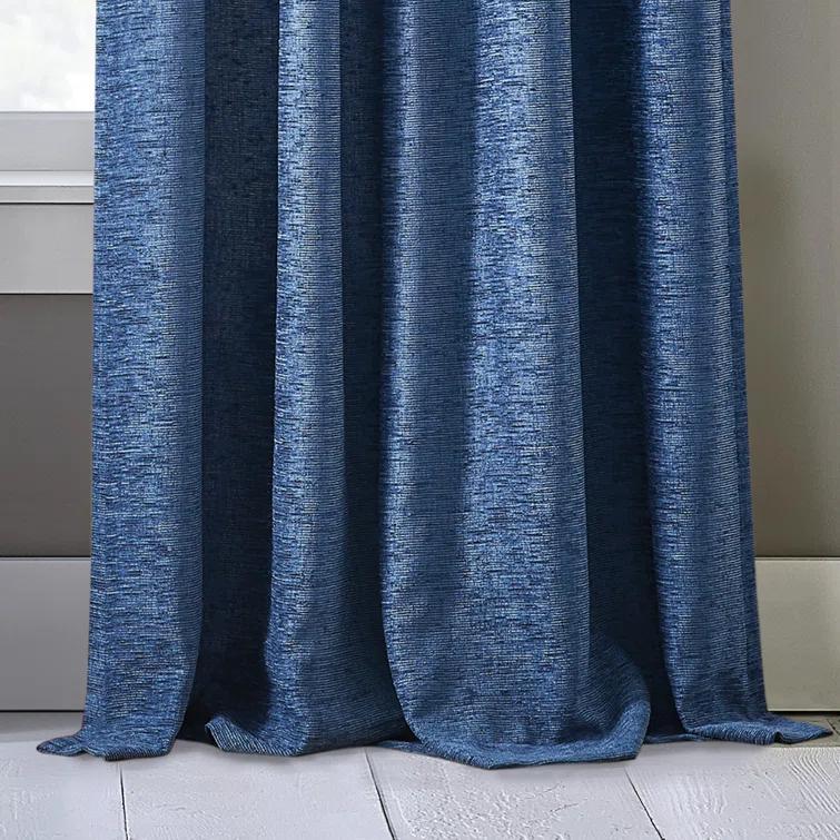 DKNY DKNY Boucle Chenille Room Darkening Curtain Panel Pair Indigo (Set of 2) (Set of 2)
