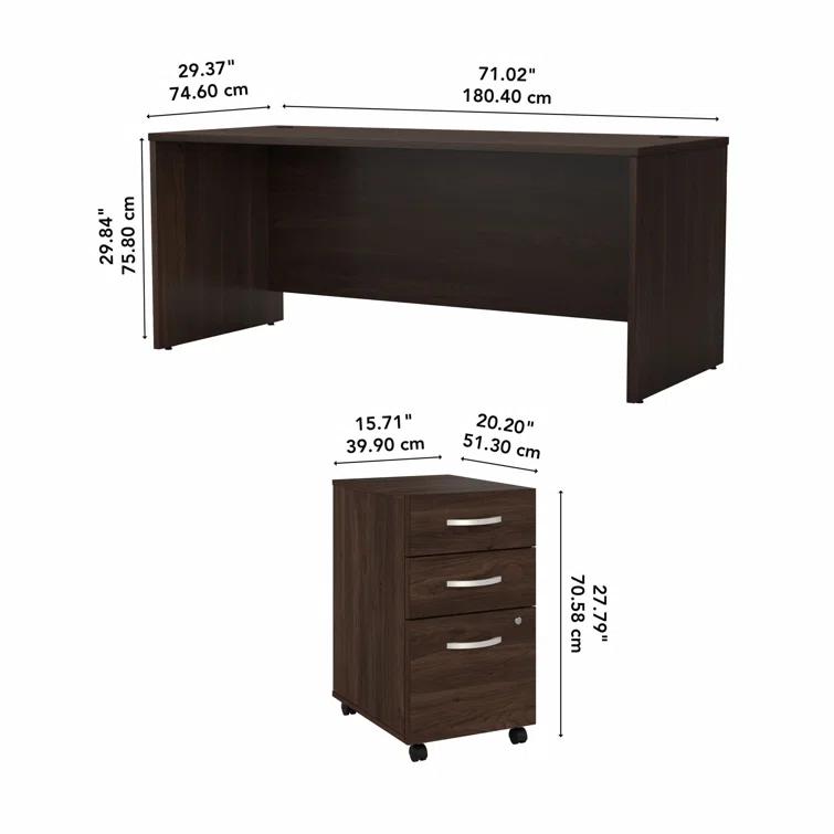 Studio C Executive Office Desk with Mobile File Cabinet