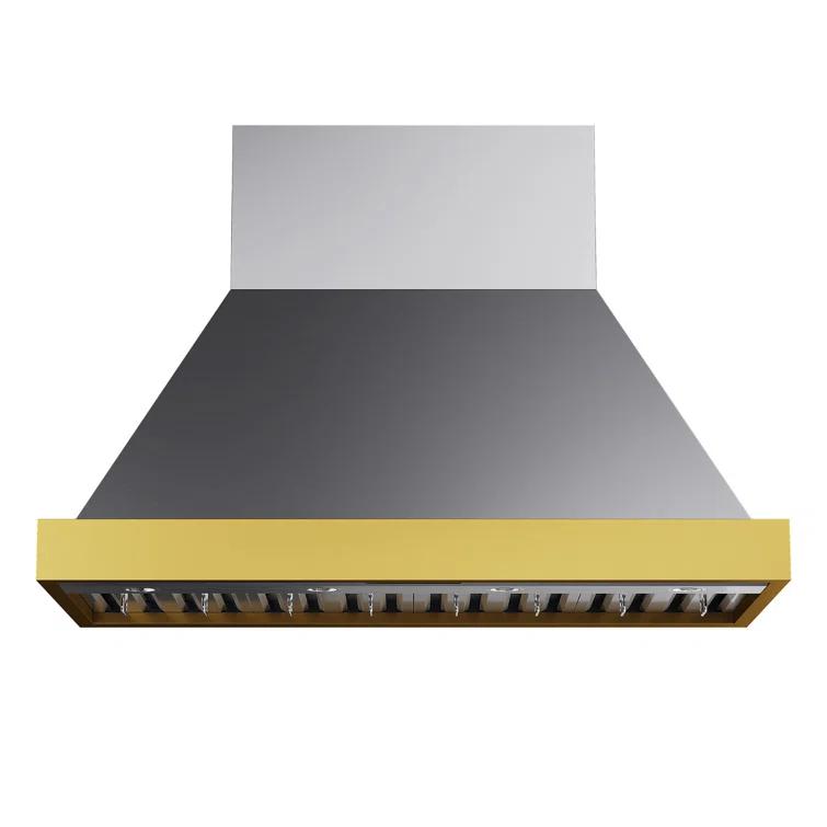 Kucht 48 in. 800 CFM Wall Mounted Range Hood with Gold Accents