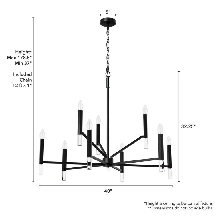 Sunjai 9 Light 2-Tier Sputnik Modern Linear Chandelier