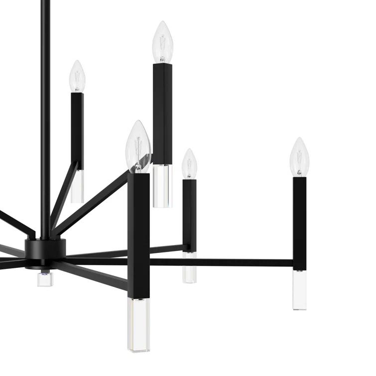Sunjai 9 Light 2-Tier Sputnik Modern Linear Chandelier