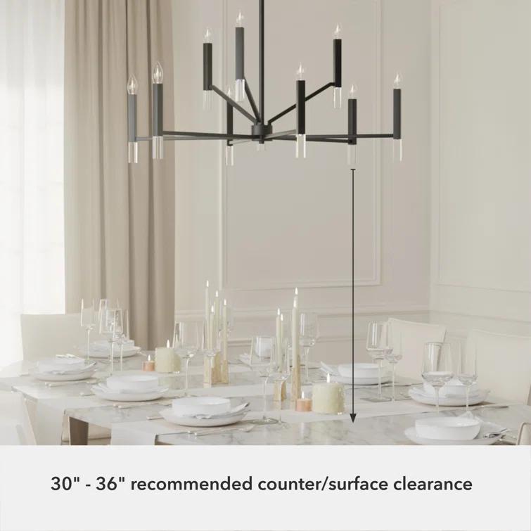 Sunjai 9 Light 2-Tier Sputnik Modern Linear Chandelier