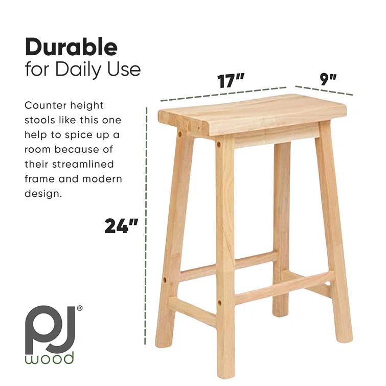 PJ Wood Solid Wood Accent Stool
