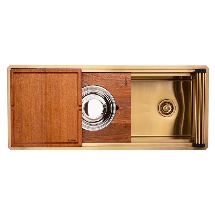 Ruvati 45-inch Stainless Steel Workstation Two-Tiered Ledge Undermount Kitchen Sink