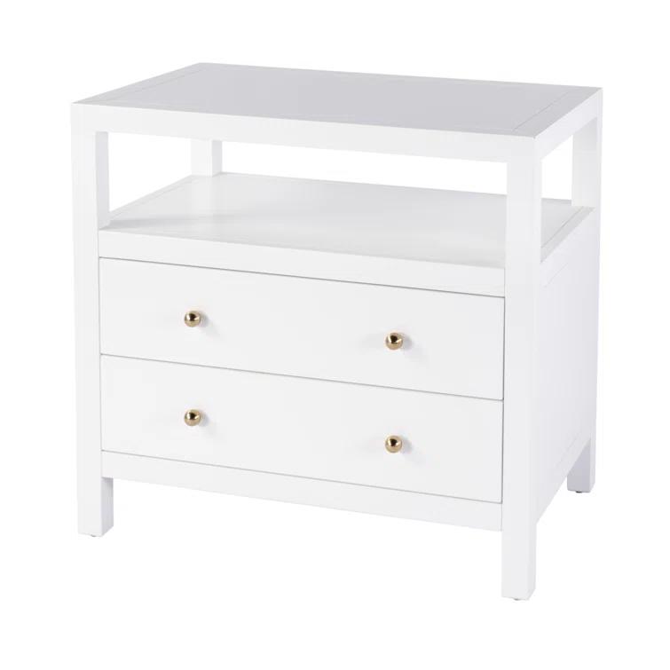 Butler Specialty Company Nora 2-Drawer Wood Wide Nightstand - Smooth White