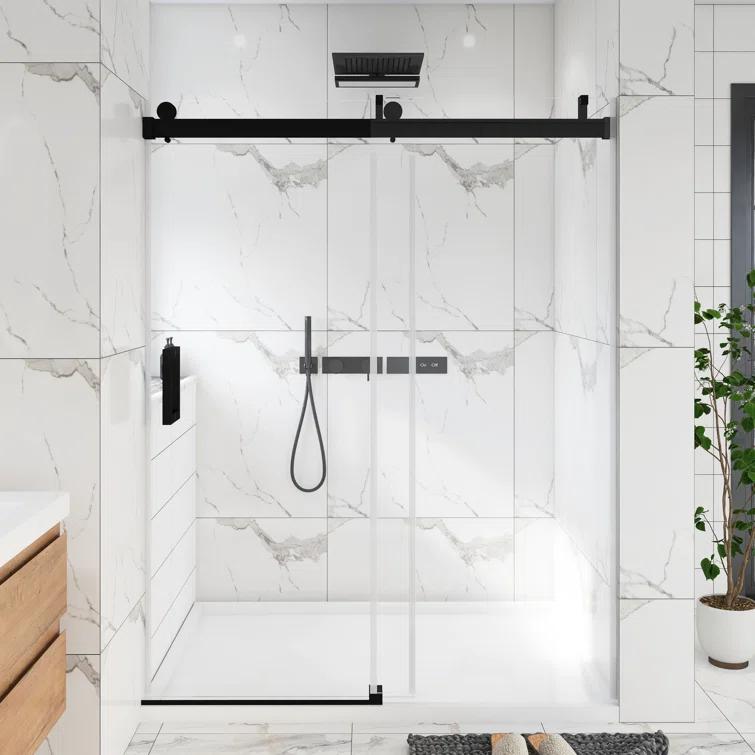 72'' - W x 76'' H Door Frameless Shower Door with Clear Glass